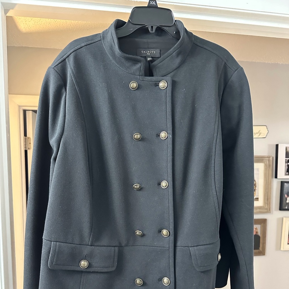 Talbots Charcoal Utility Jacket with Brass Buttons